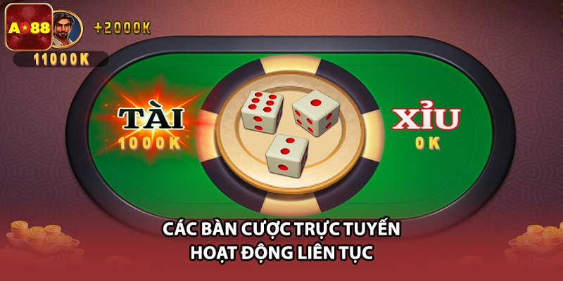 Các bàn cược trực tuyến hoạt động liên tục